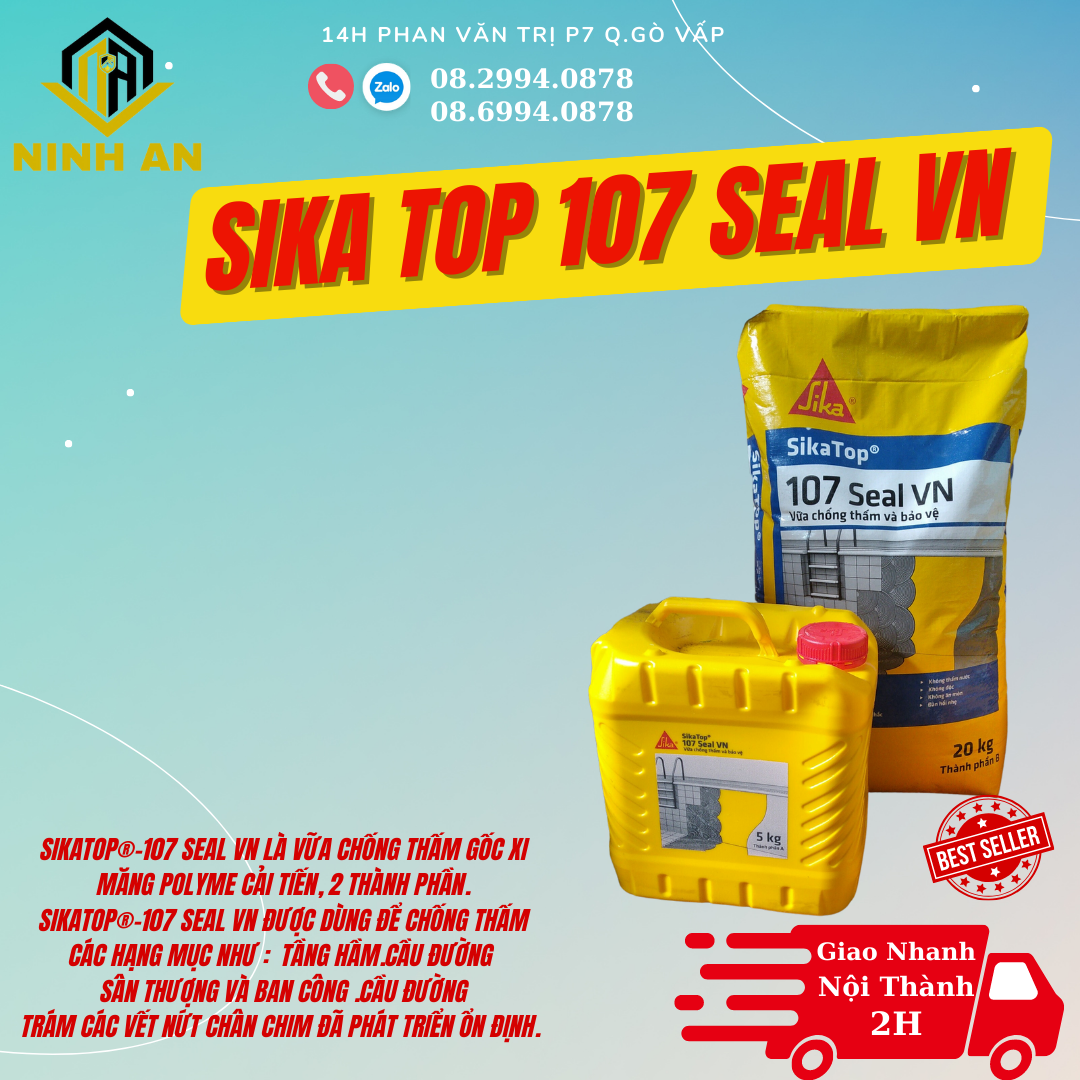 Sika TopSeal -107 Bộ 25 Kg hai thành phần A&B - vữa chống thấm gốc xi măng polyme cải tiến, 2 thành phần.