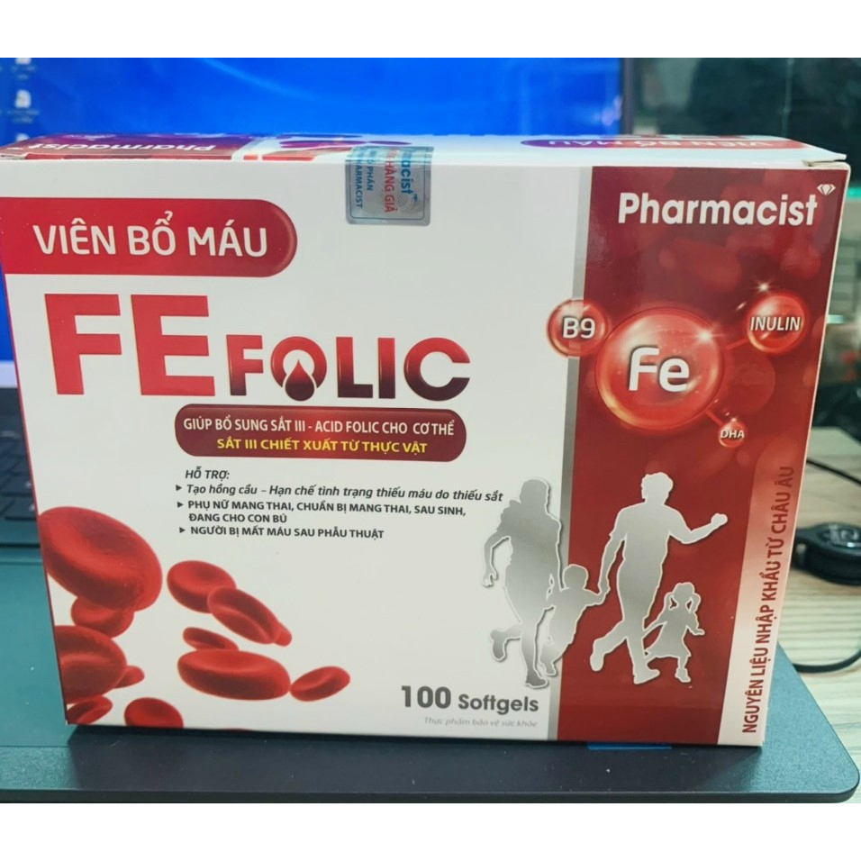Viên Bổ Máu Fe Folic bổ sung sắt và acid folic, giảm thiếu máu do thiếu sắt