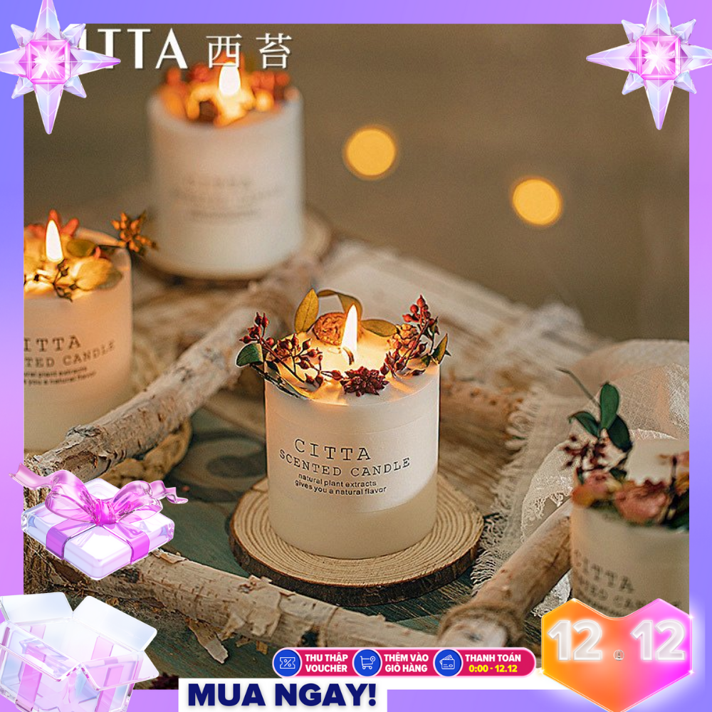 Nến thơm phòng citta bộ nến thơm 4 mùa hoa khô tự nhiên nến thơm cao cấp an toàn với sức khỏe