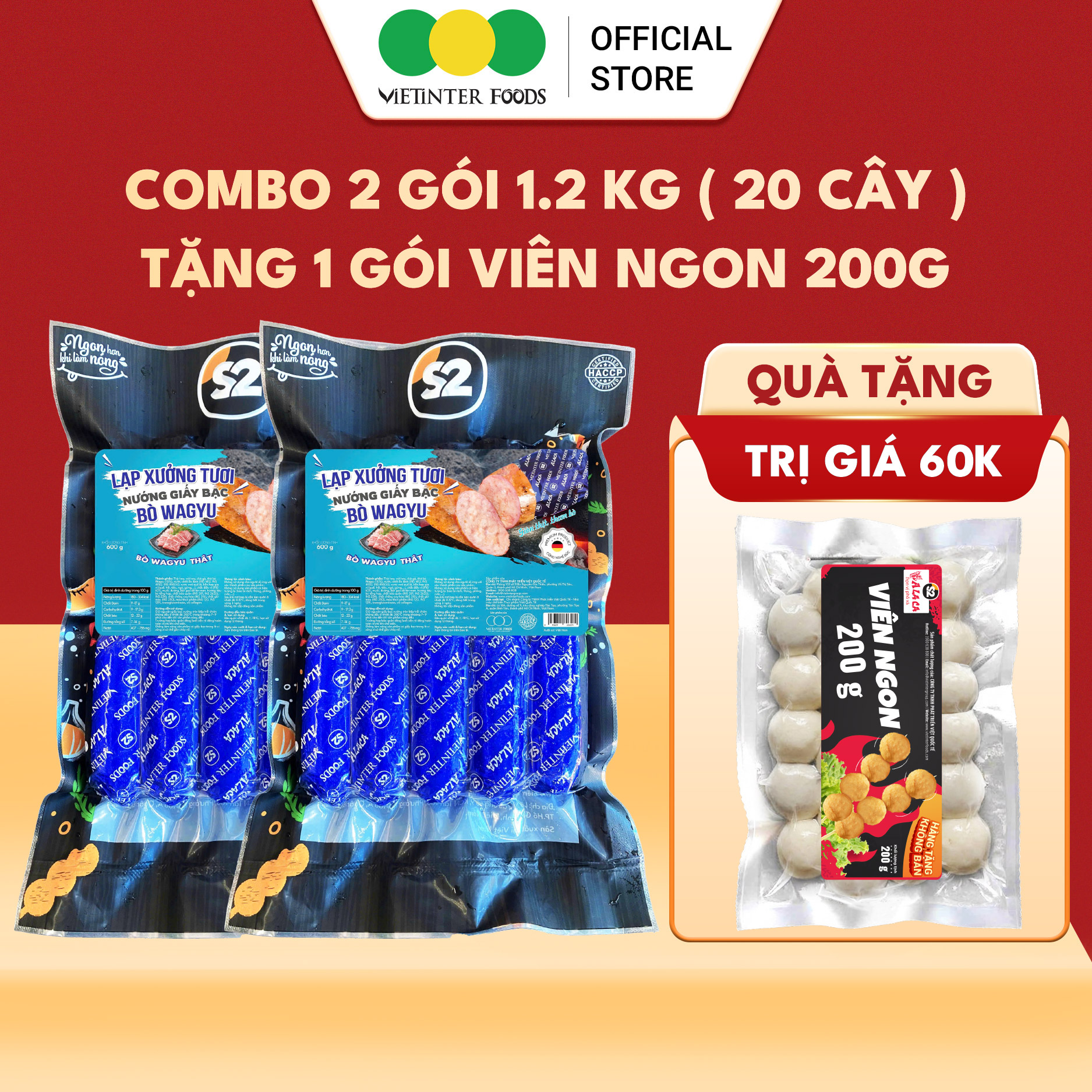 [TOÀN QUỐC] Lạp Xưởng Tươi Nướng Giấy Bạc Nướng Đá S2 Vietinter Foods Lõi Có Nhân