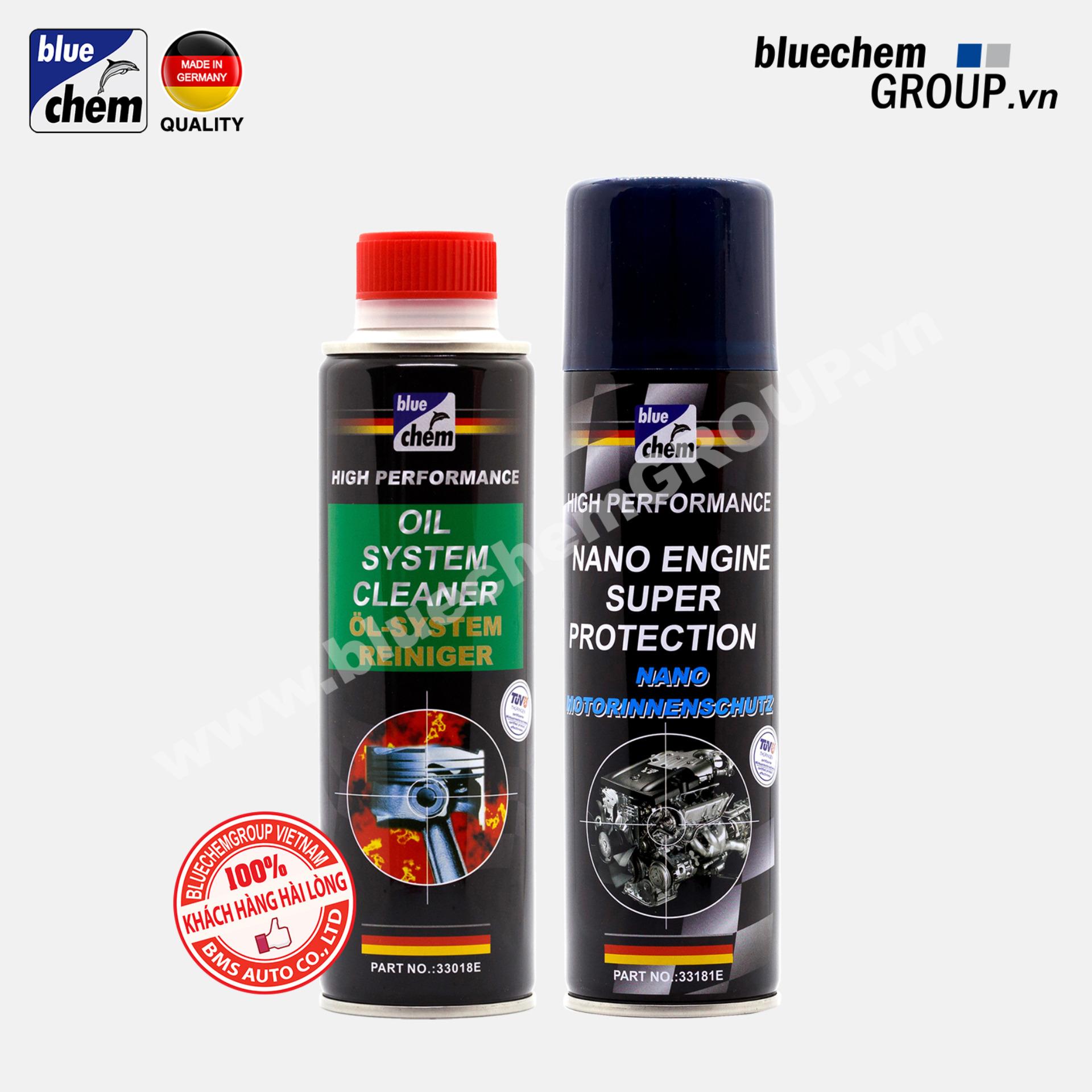 Cặp sản phẩm Bluechem Làm sạch và Bảo vệ Động cơ Ô tô (bluechem Oil System Cleaner và bluechem Nano Engine Super Protection)
