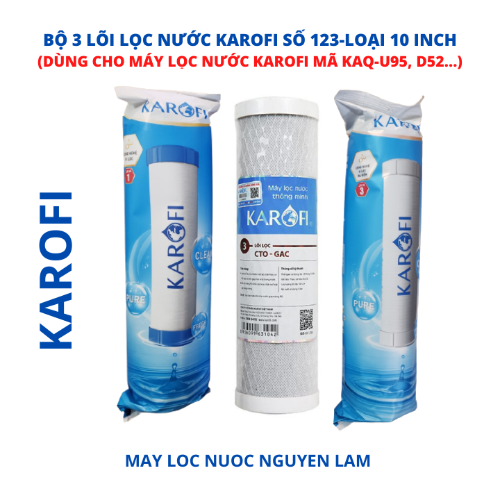 Bộ 3 lõi lọc nước karofi 123 loại 10 inch -