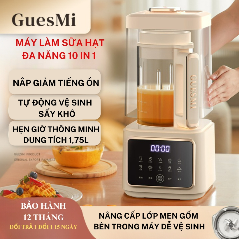 Máy làm sữa hạt guesmi, làm sữa đậu nành, sữa bắp đa năng dung tích 1200ml công suất lớn 800w chất lượng cao