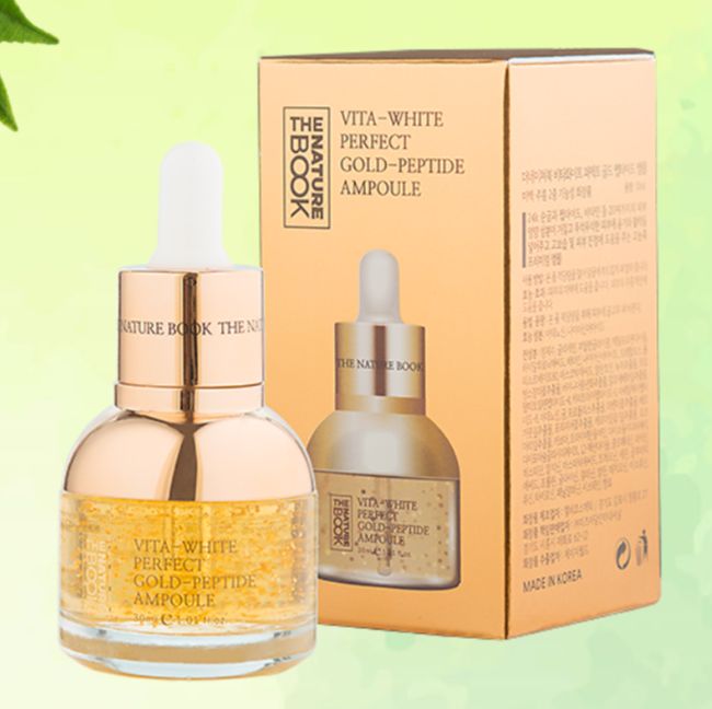 Tinh Chất Ampoule Gold 24K Dưỡng Trắng Sáng Da, Nâng Cơ Mặt, Sản Sinh Collagen, Giảm Thâm Nám, Cấp Ẩm Sâu, Chống Lão Hóa Chính Hãng THE NATURE BOOK 30ml – Vita White Perfect