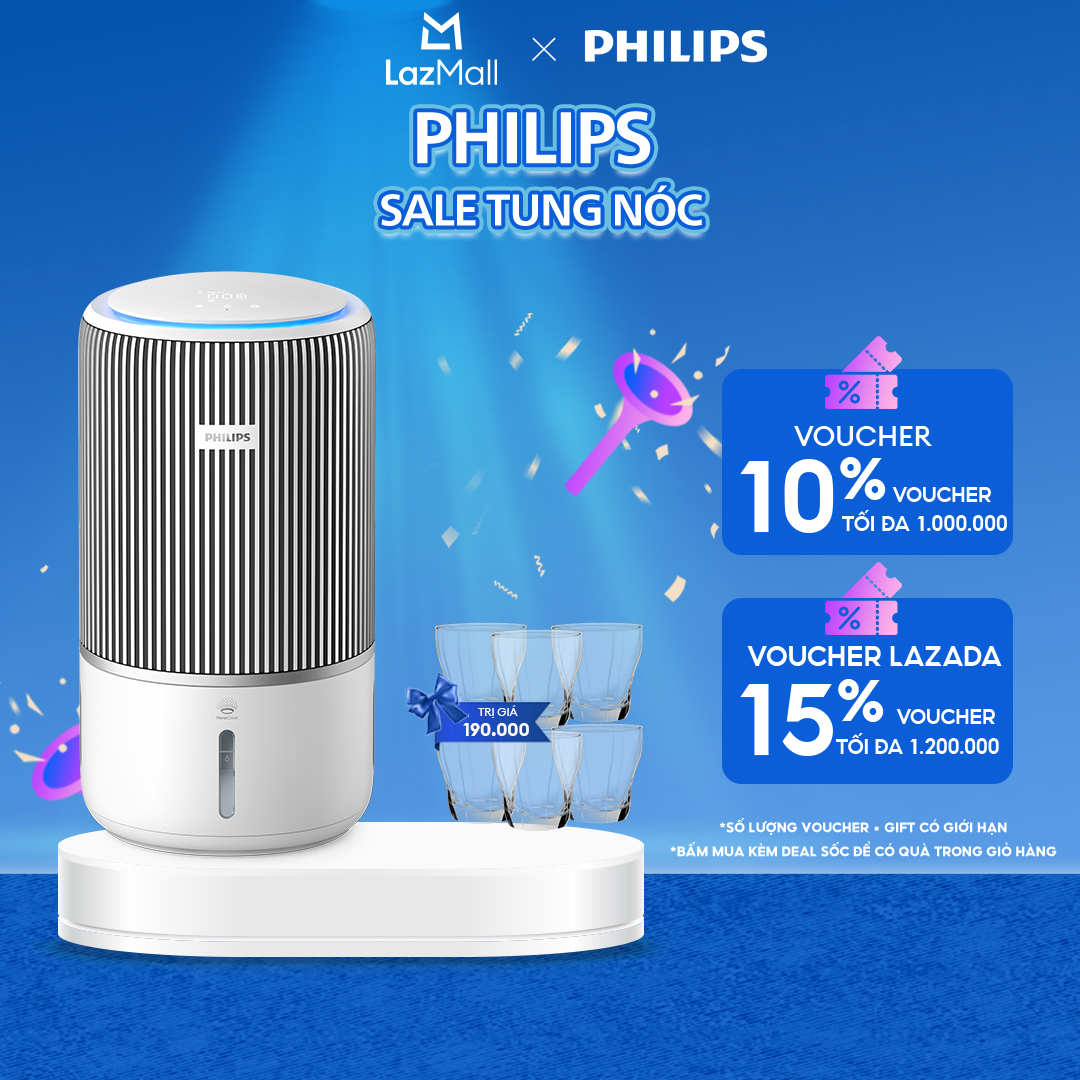[SALE HÈ TẶNG NỒI CƠM] Máy lọc không khí và tạo ẩm thông minh 2 trong 1 Philips AC3420/10 |78m2 - Hàng Chính Hãng
