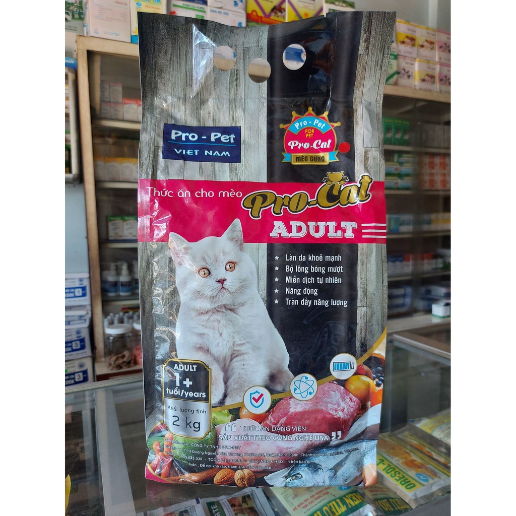 Hạt Cho Mèo Pro Cat 2kg - Thức Ăn Hạt Cho Mèo Trưởng Thành