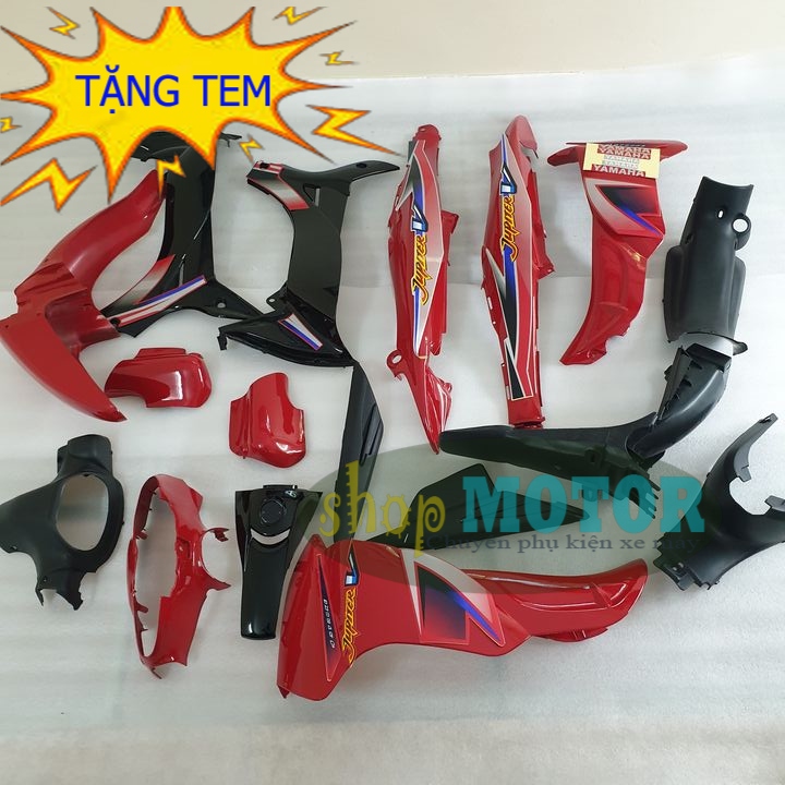 (Tặng Tem ) Bộ dàn áo xe Jupiter V, nhựa ABS nguyên sinh cao cấp màu Đỏ, phụ tùng xe máy