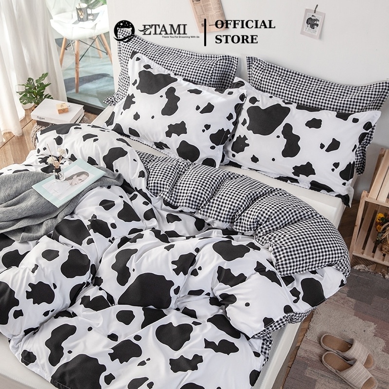 Bộ chăn ga gối đệm cao cấp ETAMI cotton poly bò sữa cute  bo chun drap giường ga trải giường P07