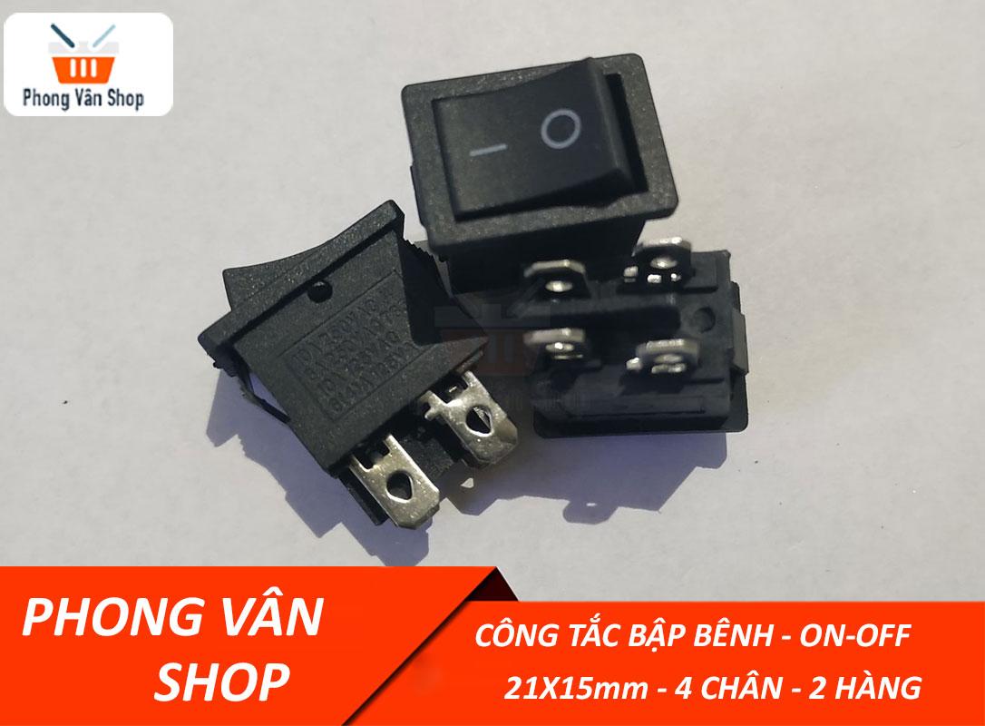 10 Công tắc bập bênh KCD1-104-21x15mm-ON-OFF-4 chân-2 hàng