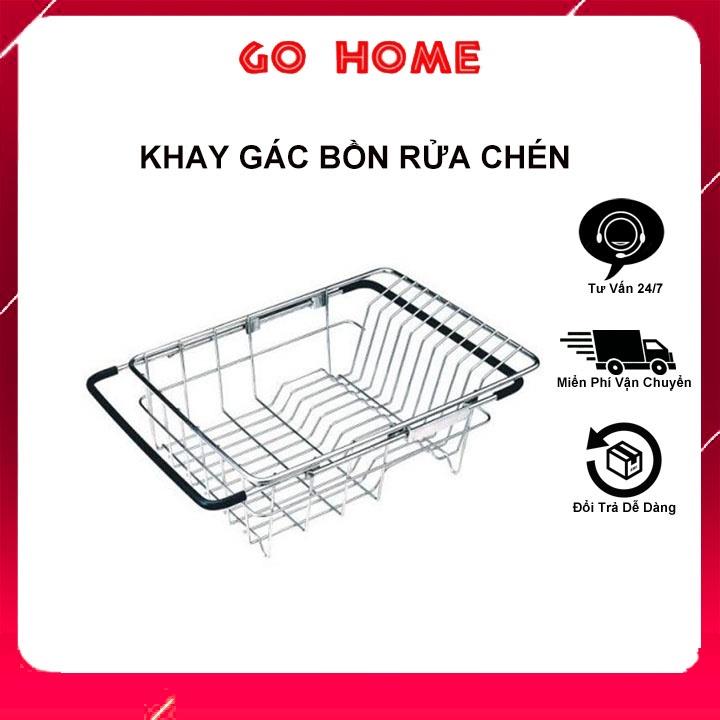 Khay Inox gác lên bồn rửa chén size lớn tùy chỉnh kích thước tiện lợi gọn gàng đựng đĩa chén trái cây