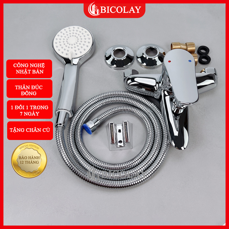 Bộ vòi củ sen tắm nóng lạnh đồng thau xi bóng cao cấp rina rn3006