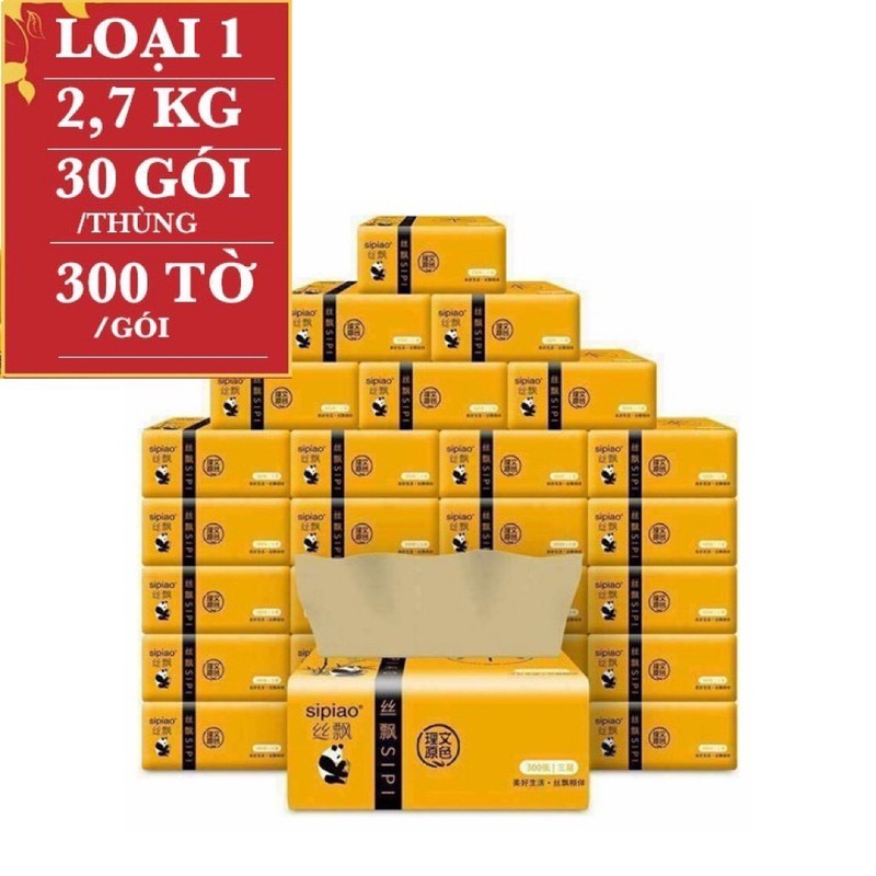 Thùng 30 Gói Giấy Ăn Gấu Trúc 300 Tờ 3 Lớp 1 Tờ Giấy Ăn Khăn Giấy Gấu Trúc Hàng Loại 1 Giấy Ăn Gấu Trúc Sipiao