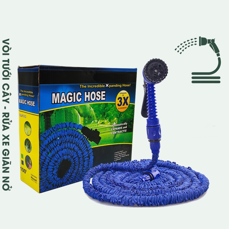 Bộ Vòi Xịt Nước Rửa Xe Giãn Nở 15m-30m- 100FT (Có Kèm Đầu Xoay Tăng Áp), Vòi Tưới Cây Giãn Nở - ống Nước Co Giãn đa Năng Tiện ích - Vòi Xịt Rửa Xe Co Giãn Vòi Tưới Cây