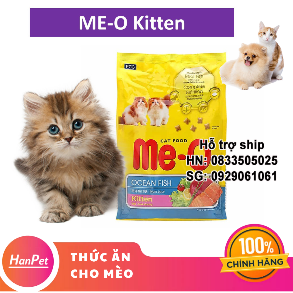 Hanpet - Me-o Ocean Fish Túi 400g Thức ăn hạt khô dành cho mèo con hương vị cá biển