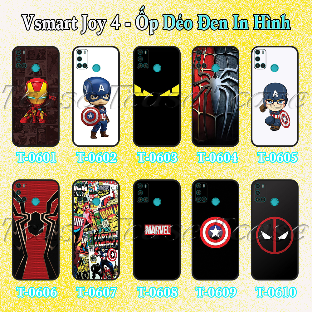 Ốp lưng Vsmart Joy 4 - Ốp dẻo đen in hình BST Siêu anh hùng chất