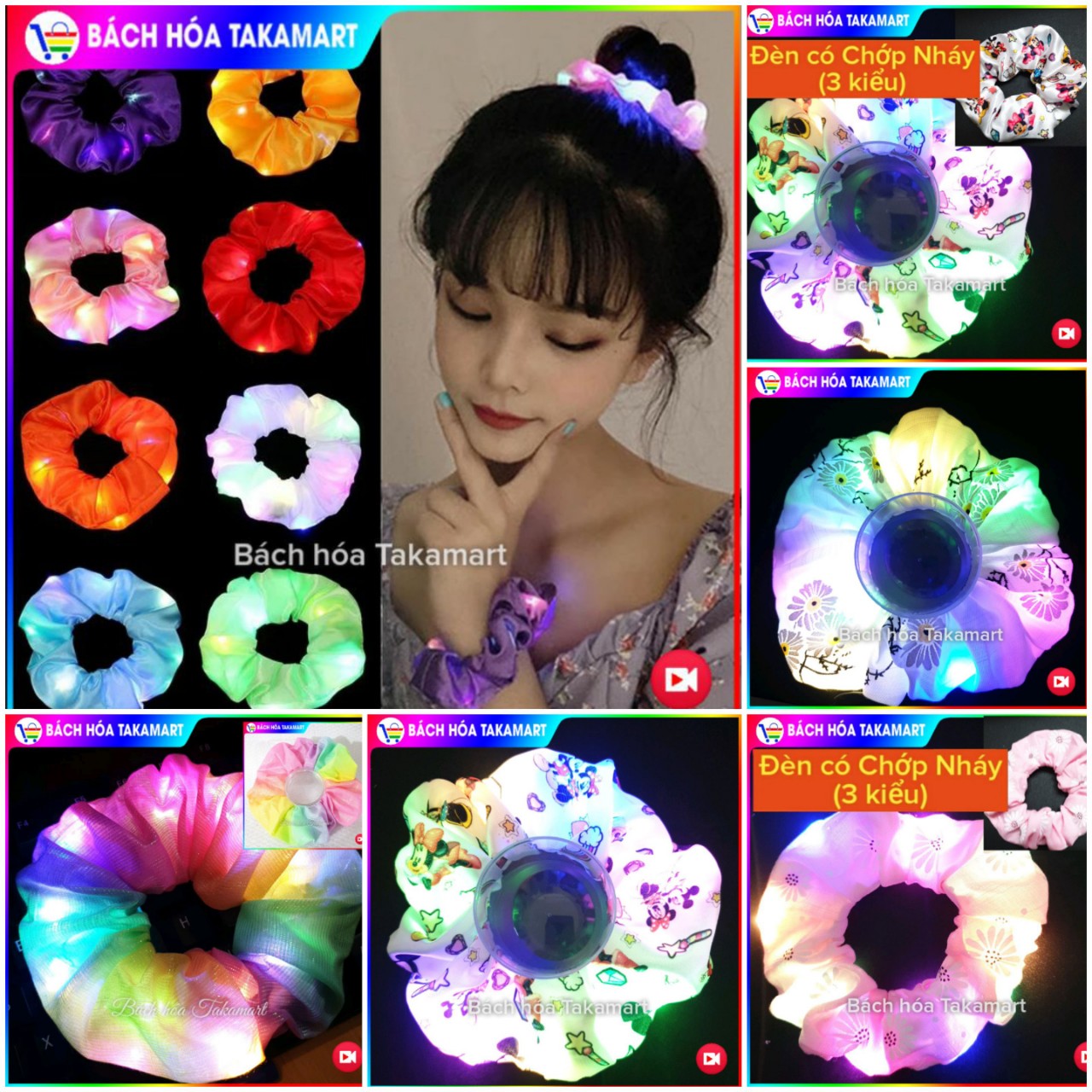 [HCM][Video 42 mẫu Hot Trend] Cột tóc đèn Led siêu phát sáng Scrunchies đèn Led 3 kiểu nhấp nháy Led đom đóm crunchies cột tóc phát sáng dây buộc tóc phát sáng cột tóc scrunchies galaxy dây buộc tóc đồ cột tóc rẻ - Bách hóa Takamart