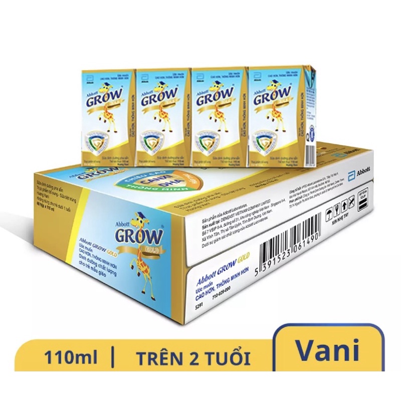 Thùng 48 hộp sữa bột pha sẵn Abbott Grow Gold vani 180ml