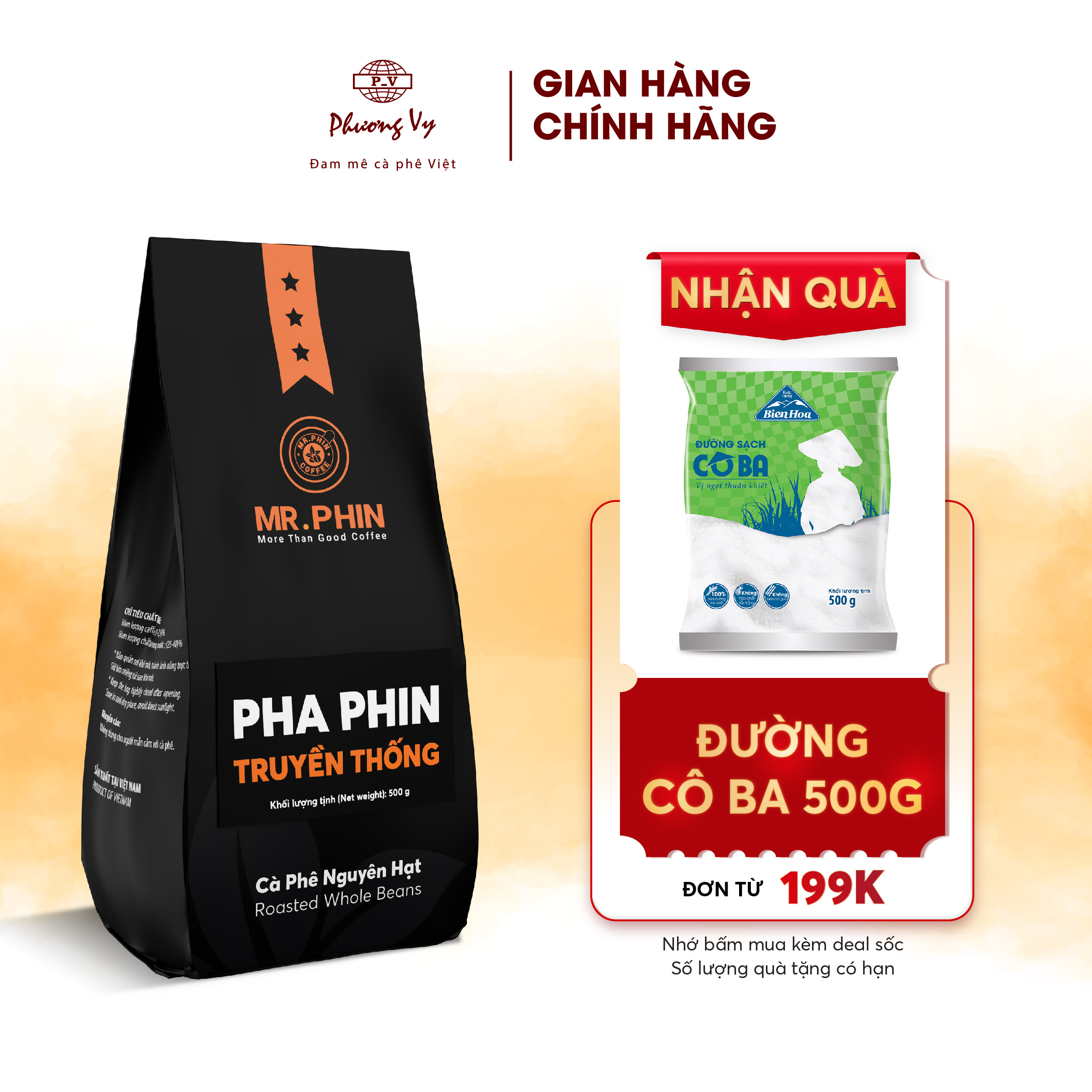 Cà Phê Nguyên Chất Pha Phin Truyền Thống 500g hương vị đậm đà, Mr. Phin Coffee