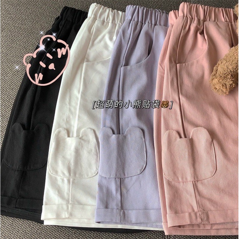 [GIÁ HUỶ DIỆT] Quần Shorts Kaki Hình Gấu - Quần Kaki Ống Rộng Ngố- Quần Đùi Nữ (có video ảnh .t.h.ậ.t.)