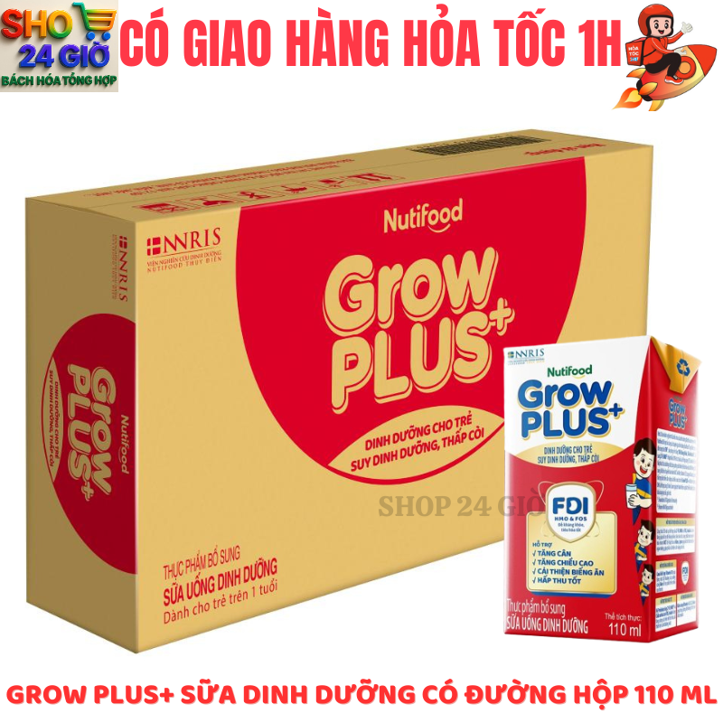 [ CHỈ GIAO CHO ĐƠN HỎA TỐC Ở HCM ] Thùng Sữa Growplus Đỏ Pha Sẵn Nutifood Hộp 110 Ml