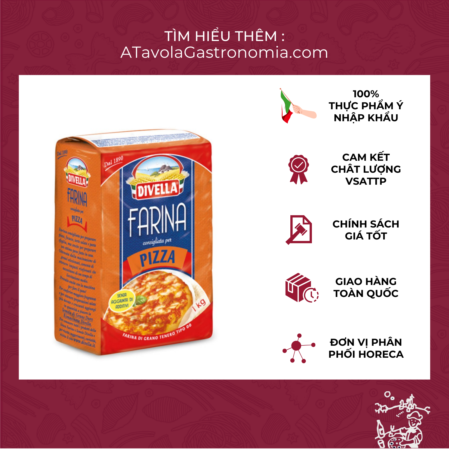 Bột pizza ý divella gói 1kg