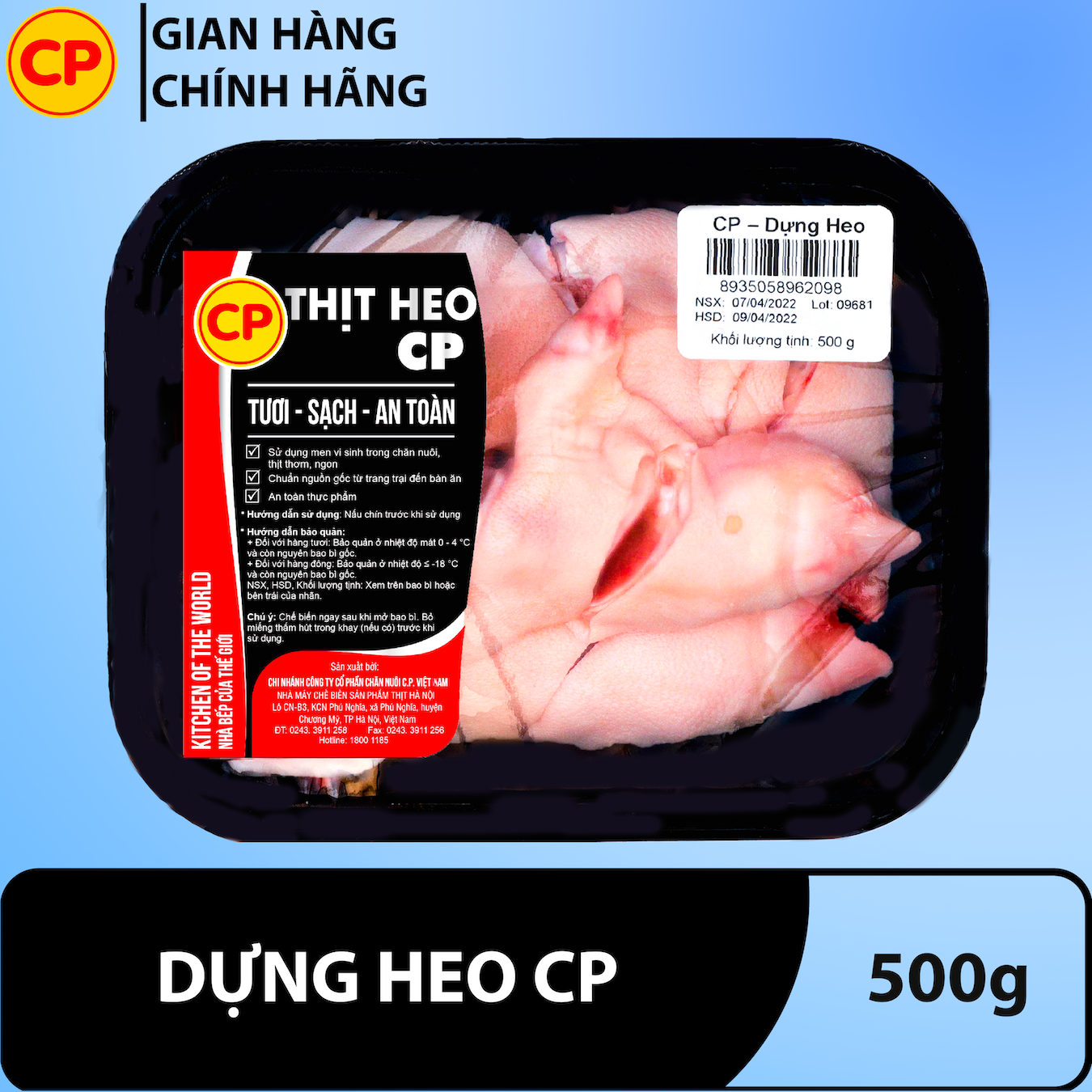 Dựng heo 500g - thịt lợn cp tươi sạch