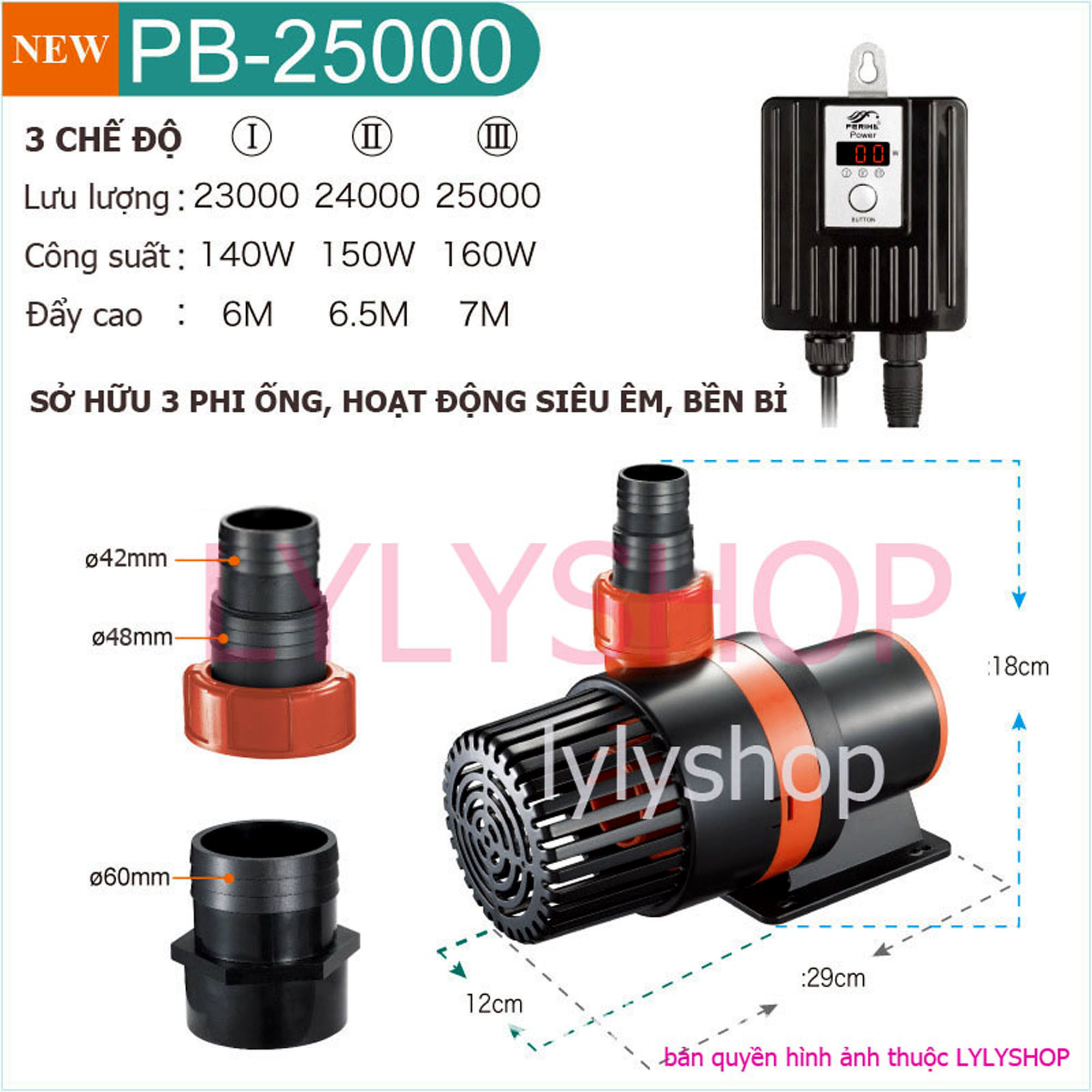 Máy bơm nước periha pb25000: 140w 150w 160w, 23000l/h 24000l/h 25000l/h tiết kiệm điện, bơm lọc nước hồ bể cá cảnh, hòn non bộ.