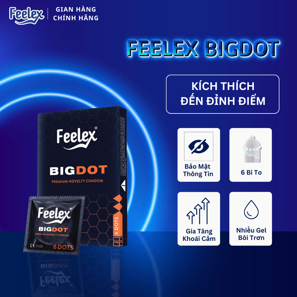  Bao cao su gai Feelex Bigdot 6 bi lớn nhiều gel bôi trơn hộp 1 chiếc 