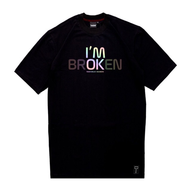 TEEHOLIC Áo Thun Unisex In Chữ I'M Ok - I'M Broken Phản Quang Hologram Màu Đen