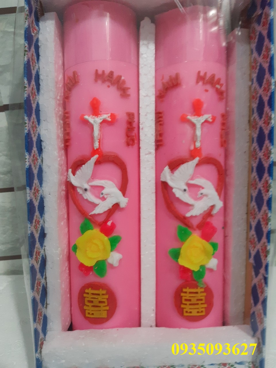 Cây nến, đèn cầy cưới công giáo C25*R4 cm