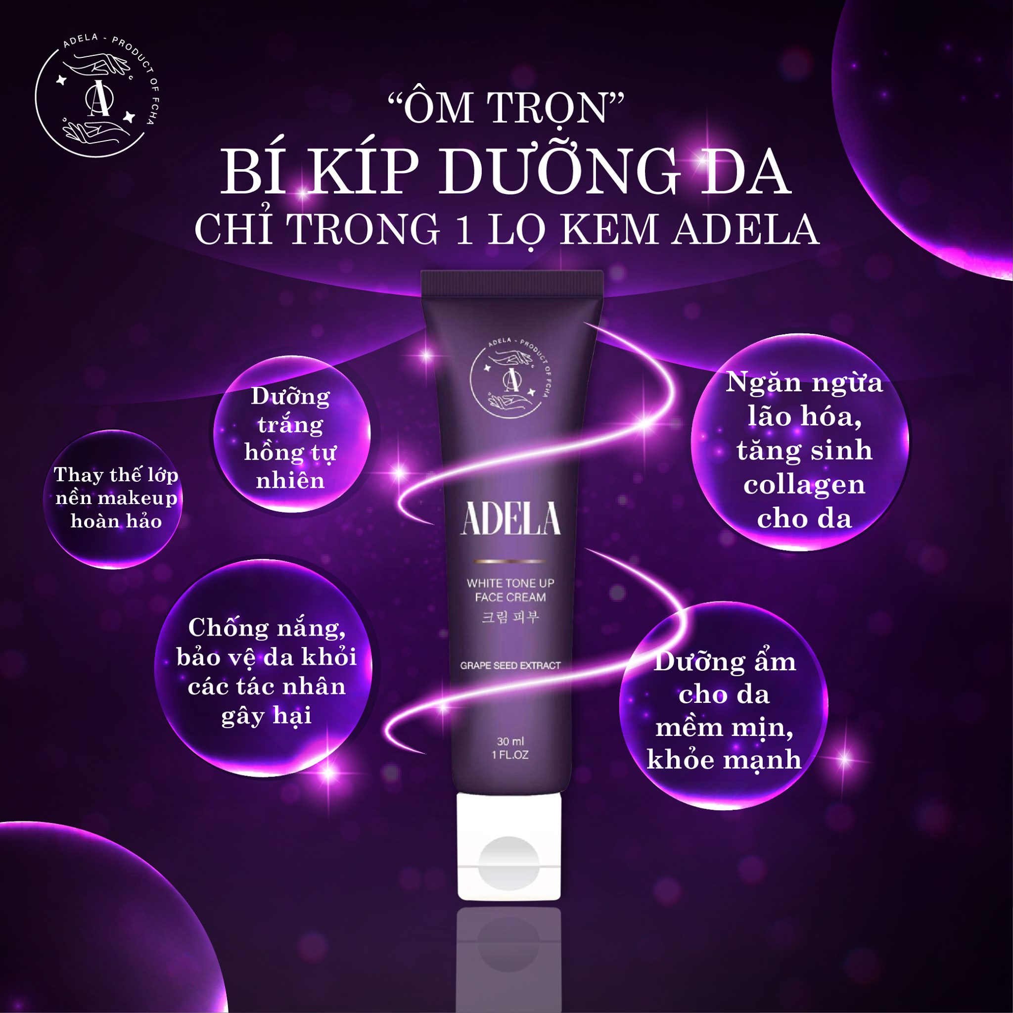 Kem dưỡng ,trang điểm Adela công dụng 5in1-Adela White Tone Up Face Cream