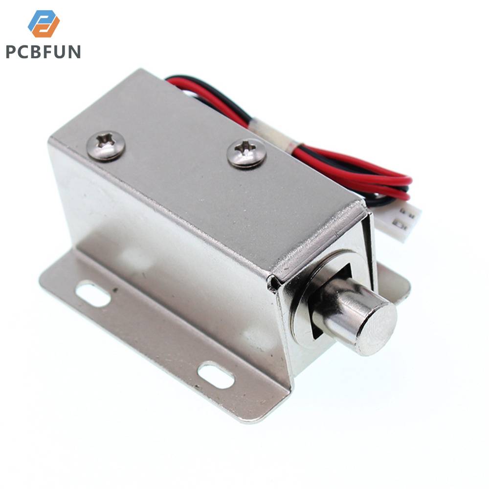 Pcbfun khóa cửa nam châm điện 12v khóa điện tử trọng lượng nhẹ khóa cửa khóa điều khiển điện mini khóa bu lông điện khóa từ khóa điện từ đầu xi lanh 10mm