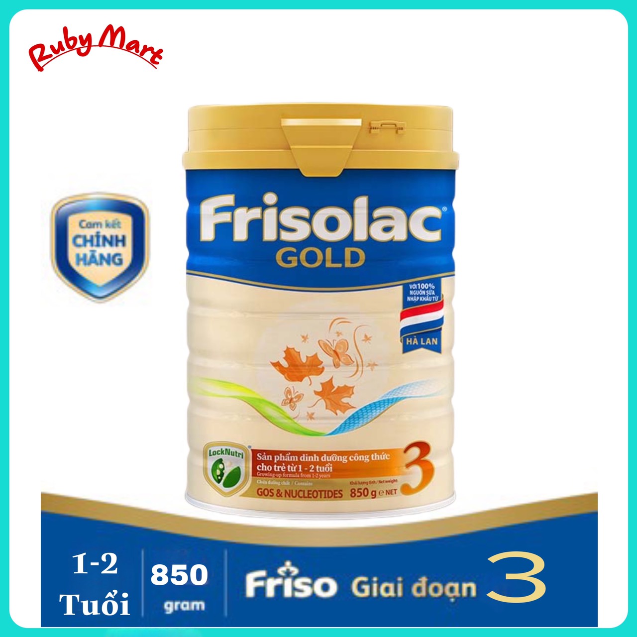 Date 8.2024 Sữa bột Frisolac Gold 3 lon 850g Cho bé 1-2 Tuổi