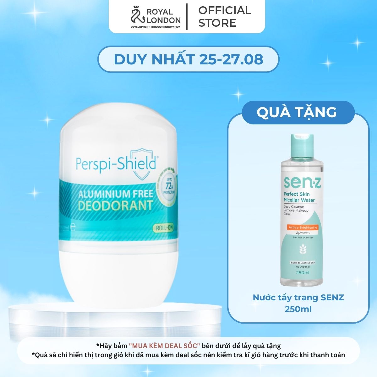 Lăn khử mùi cao cấp 72h Perspi-Shield cho mọi loại da 50ml
