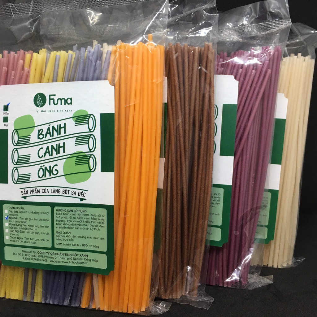 Bánh canh ống ngũ sắc và gạo lứt FUMA 500gr/gói, bánh canh gạo lức ăn kiêng eatclean (bánh canh khoai lang tím, bánh canh tinh bột gạo, bánh canh chùm ngây)