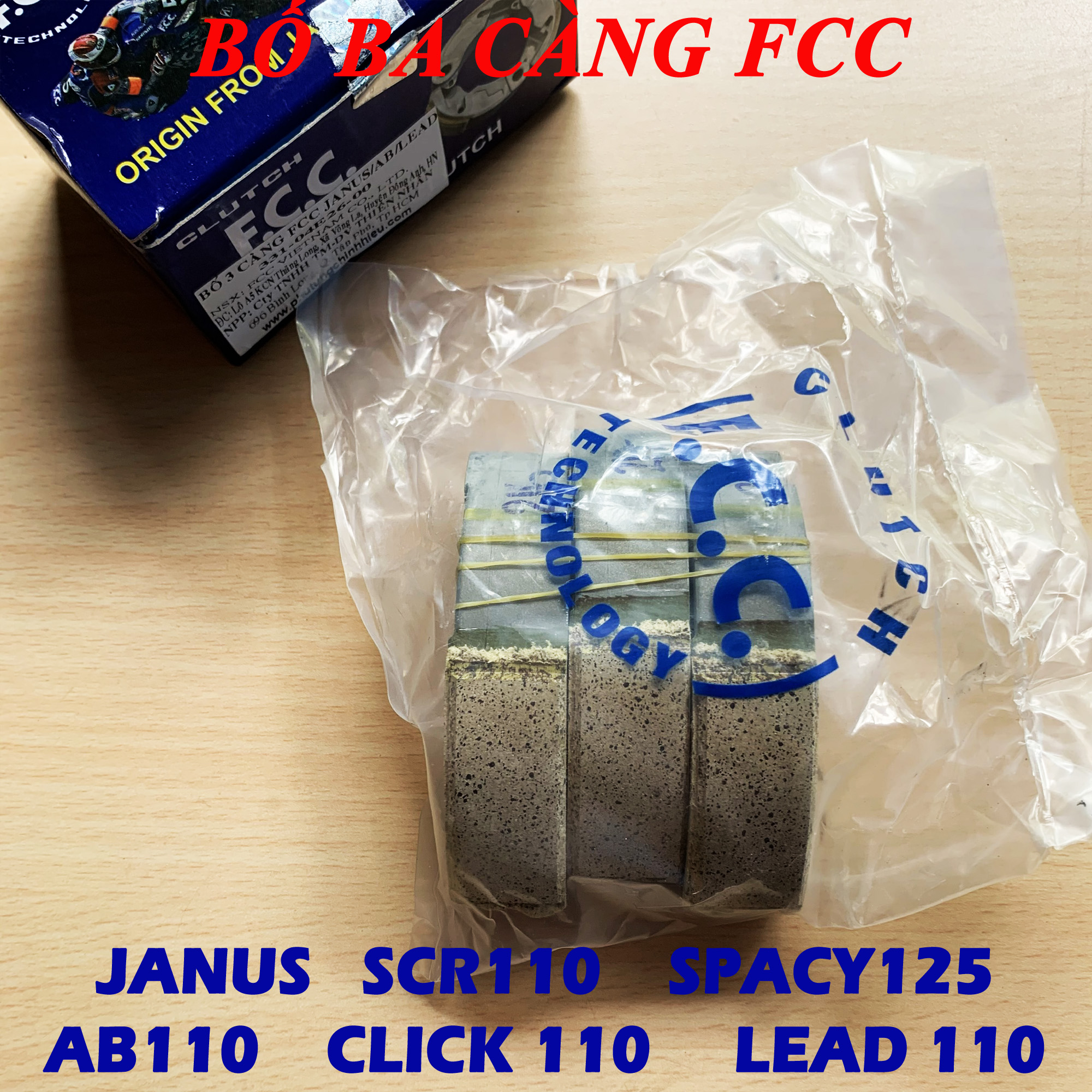 Bố 3 càng fcc xe honda ab110, click110, lead110 , scr110, spacy125, janus - guốc văng, bố ba càng fcc honda