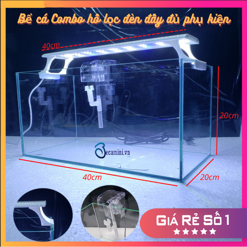 Bể cá mini combo đầy đủ loại lớn , bể cá để bàn dùng nuôi kiểng hoặc thủy sinh 40cm