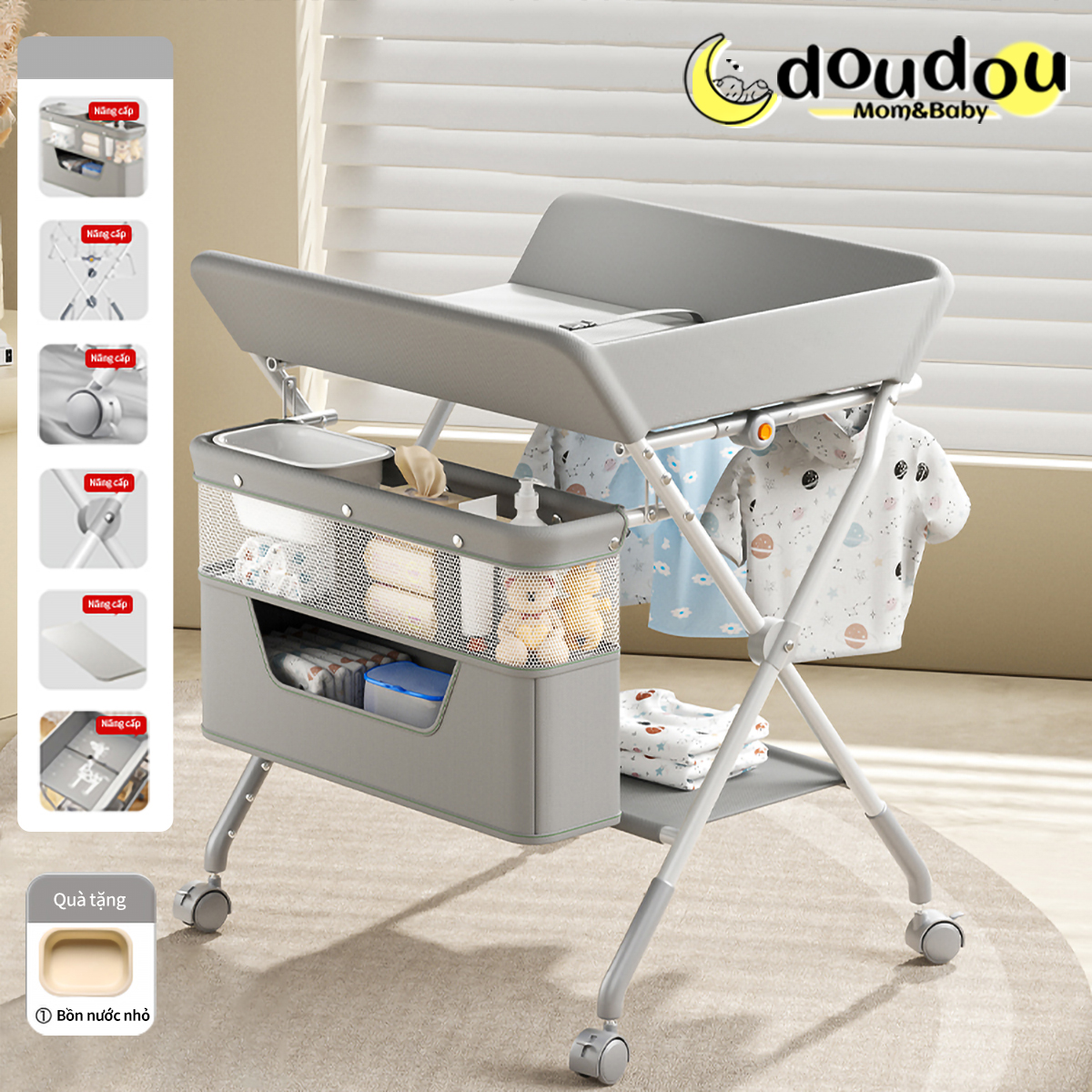 Bàn thay tã cho bé yêu đa năng gấp gọn có thể dùng làm giường có thể massage tắm táp vỗ về bé-Bảo hành 12 tháng