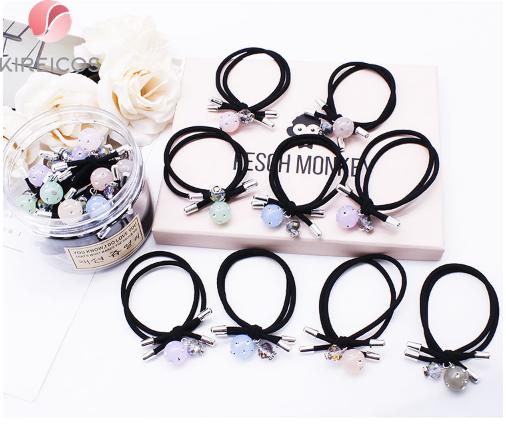 Set 10 dây cột tóc hạt tròn đính đá hàn quốc 9404069 - màu ngẫu nhiên