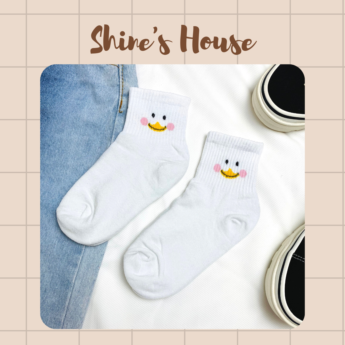 Tất cổ cao, vớ cổ cao hình ngộ nghĩnh chất liệu cotton dễ thương