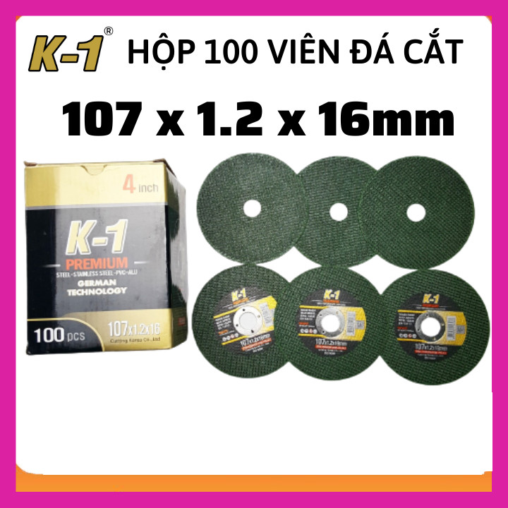 Hộp 100 viên ĐÁ CẮT SẮT 100 | Đá cắt K1 Xanh | Đá cắt sắt 1 tấc