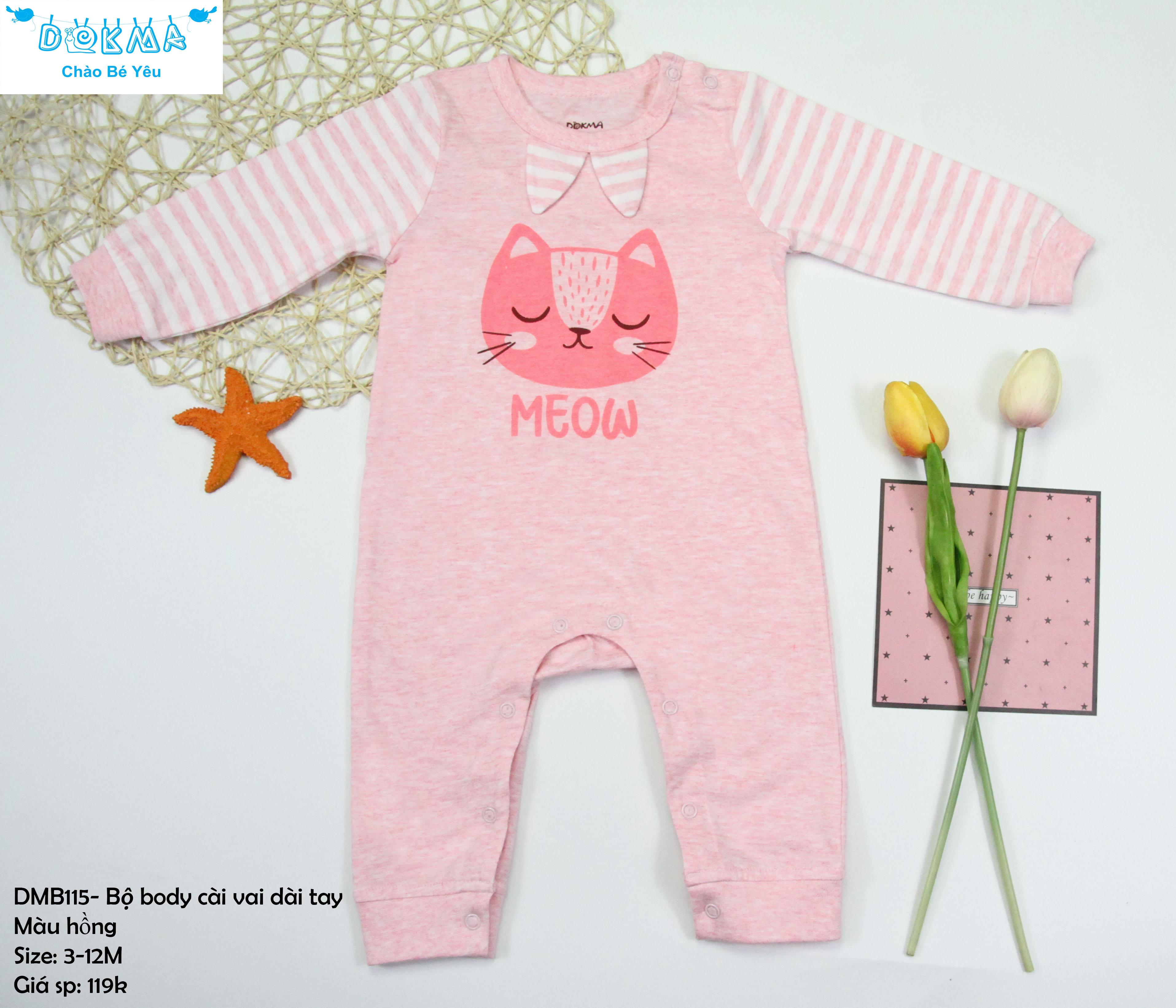 Dokma -BODY dài tay cài vai vải mỏng 3-12m mẫu mới