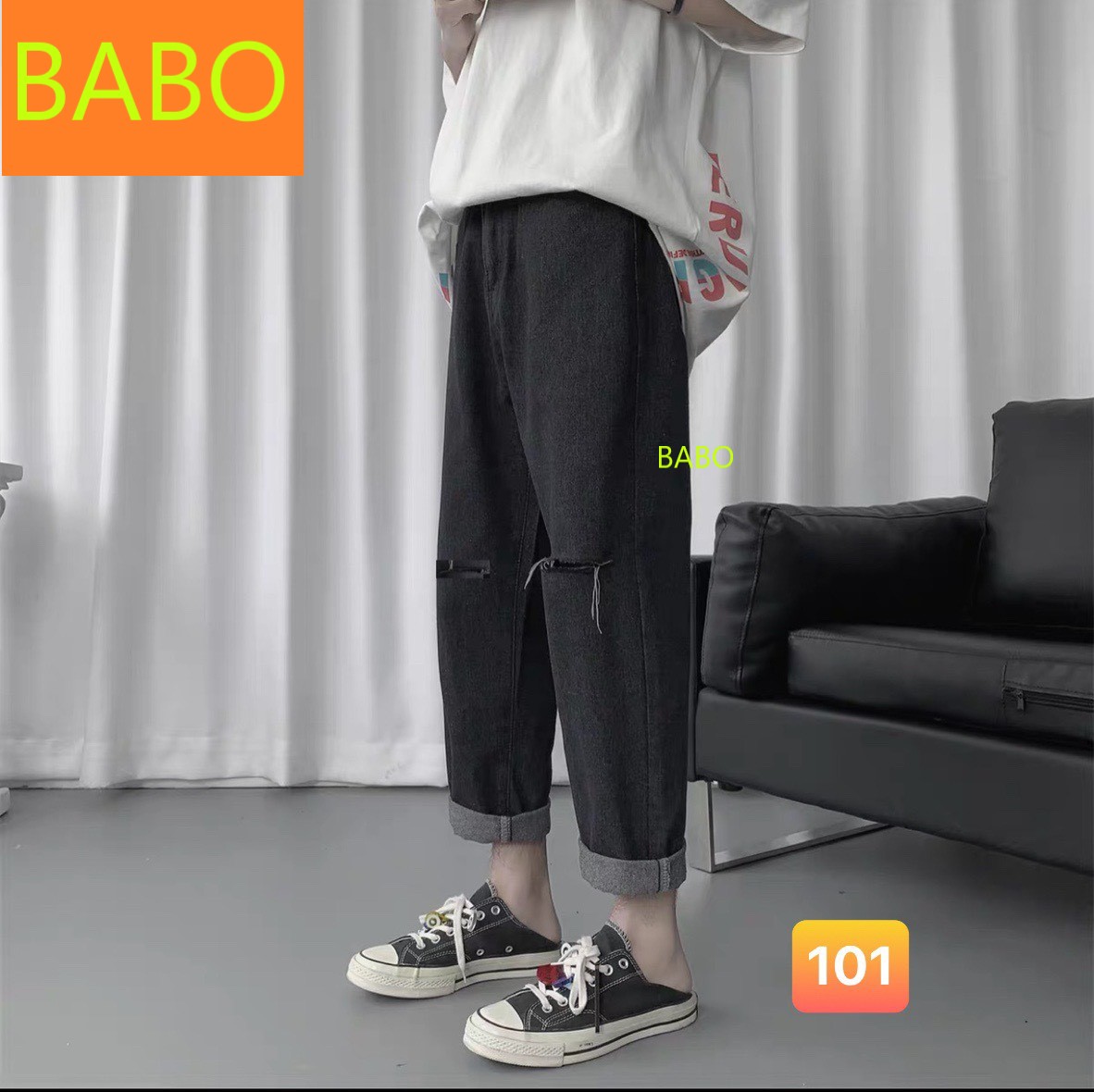 [ VIDEO HÌNH THẬT!! ] QUẦN JEAN ỐNG RỘNG NỮ CAO CẤP BABO LƯNG CAO MÀU ĐEN RÁCH 2 GỐI CỰC CÁ TÍNH-NY12308