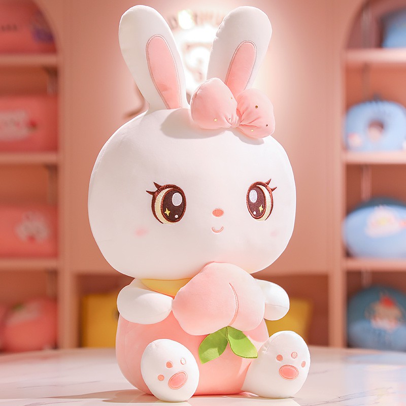 Gấu bông thỏ trắng ôm đào dễ thương kích thước 40-90cm NEOCI