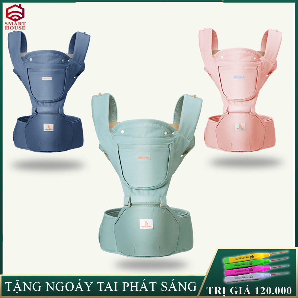 Địu cho bé HAPPY WALK - Địu ngồi đa năng có bệ ngồi , mũ che nắng, ngăn để đồ tặng kèm khăn đeo vai dùng cho bé từ 0-36 tháng an toán, tiện lợi