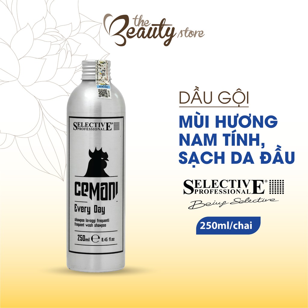 Dầu gội nam Selective làm sạch da đầu, mùi hương cho phái mạnh gội hàng ngày Cemani Everyday Frequent Wash Shampoo for men 250ml 78301 The Beauty Store shop