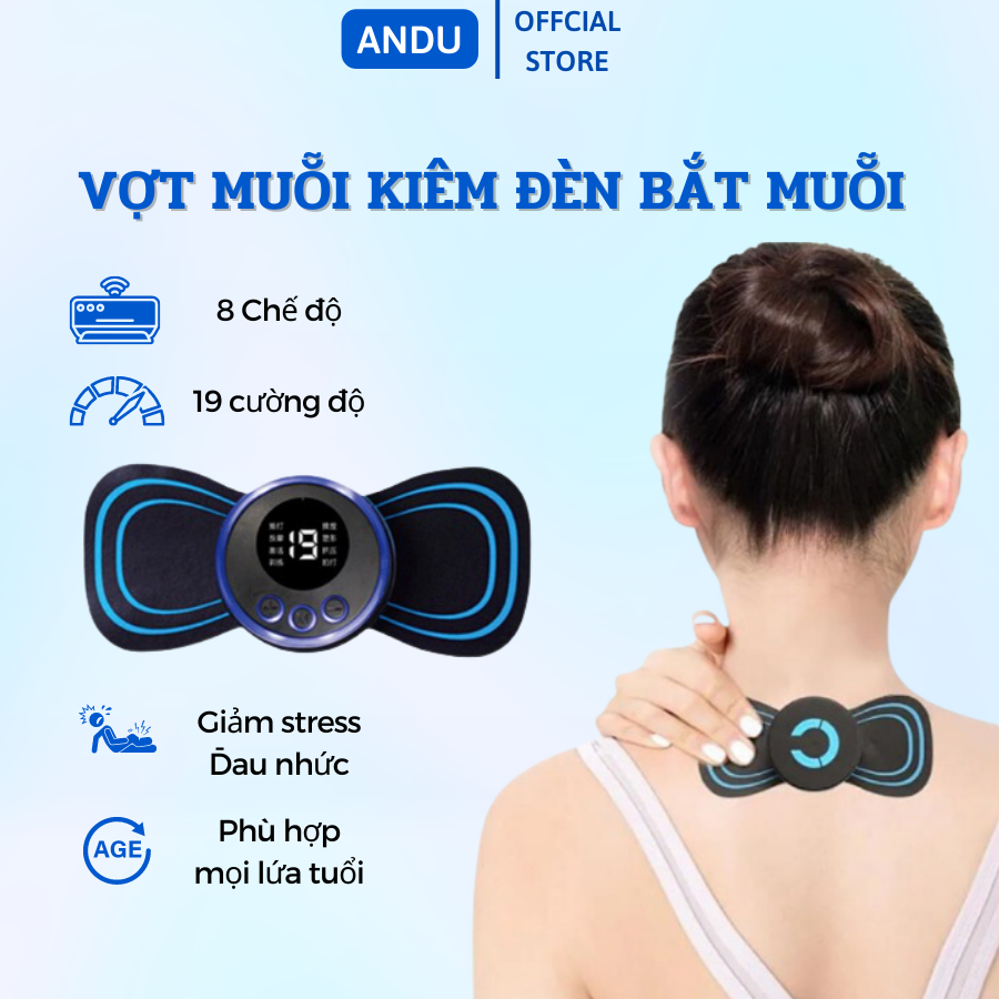 Miếng Dán Massage Xung Điện Cổ Vai Gáy, Bắp Tay, Lưng Cánh Bướm 8 Chế Độ Giúp Giảm Đau Nhức Hiệu Quả