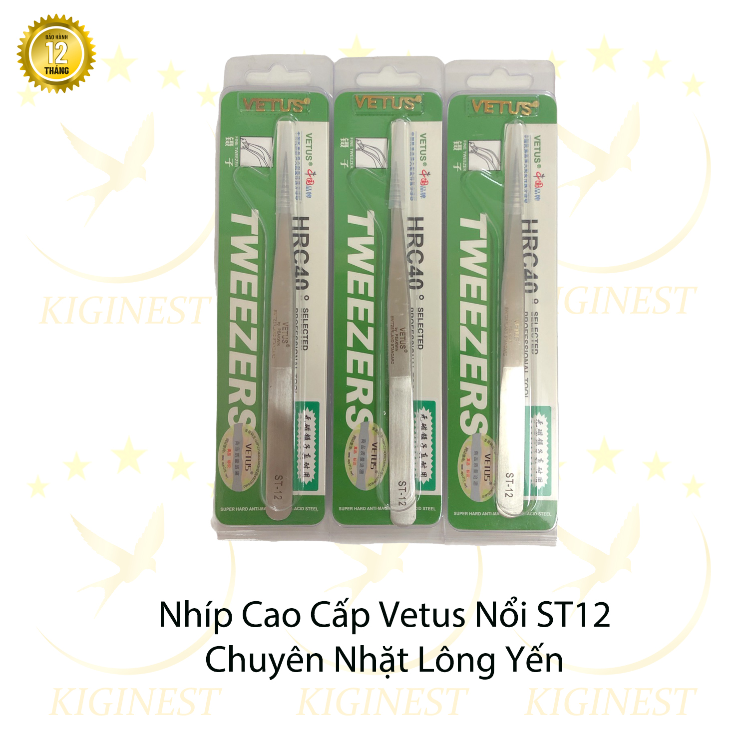 Nhíp chữ nổi cao cấp vetus st-12 - đầu siêu nhọn, viền bo tròn