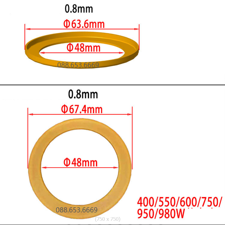 Gioăng máy nén khí không dầu / séc măng máy nén khí không dầu 48x68mm độ dày 0.8mm dùng cho máy 550w, 600w, 750w...