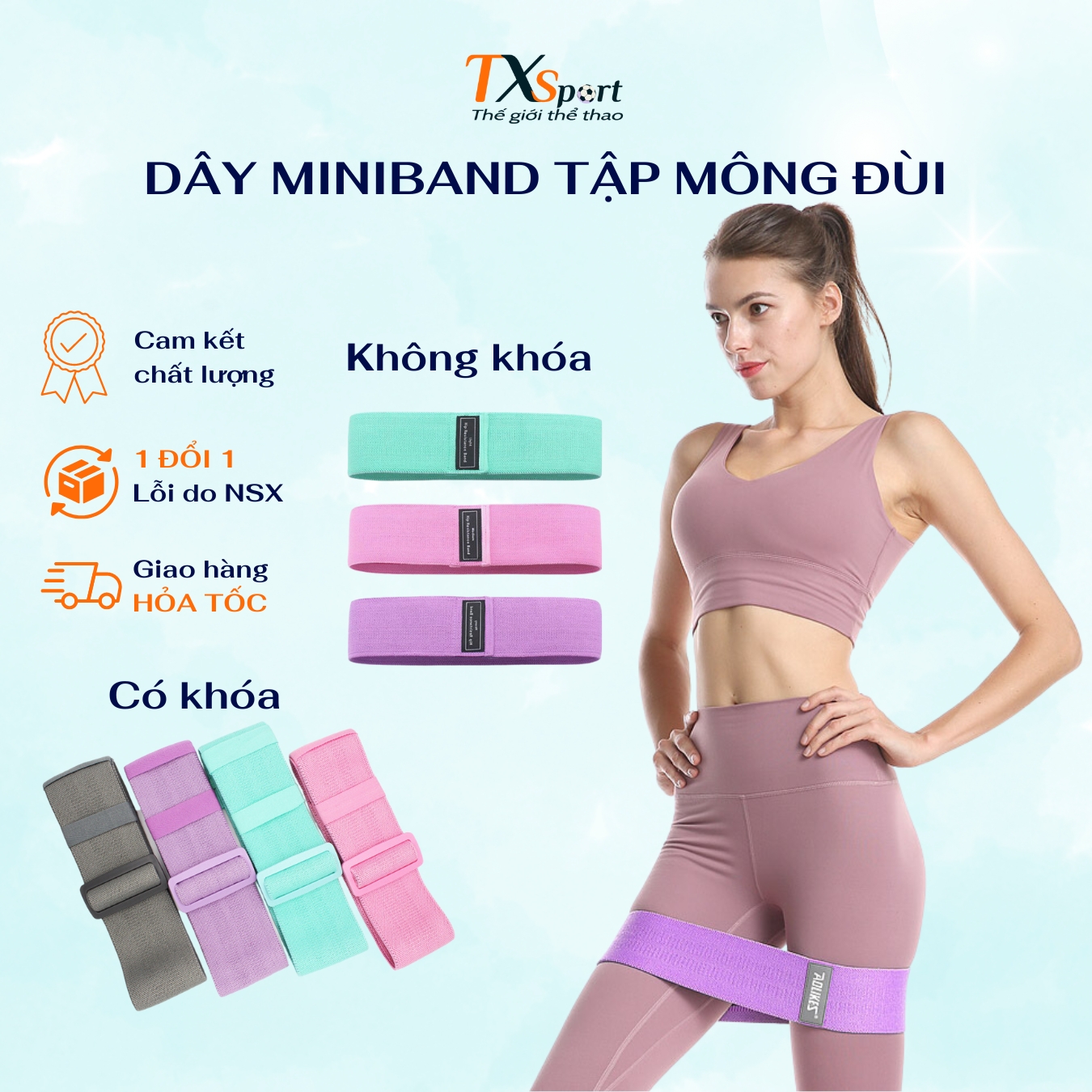 Dây Kháng Lực Tập Gym, Dây Mini Band Tập Chân Mông Aolikes Phụ Kiện Gym